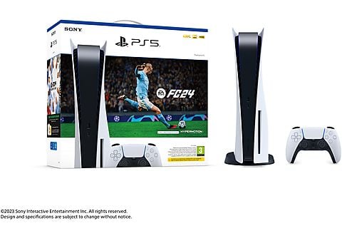 Consola - Sony PlayStation 5 Standard, 825 GB, 4K, 1 mando, Chasis C, Blanco + Juego EA SPORTS FC™ 24 (código de descarga)