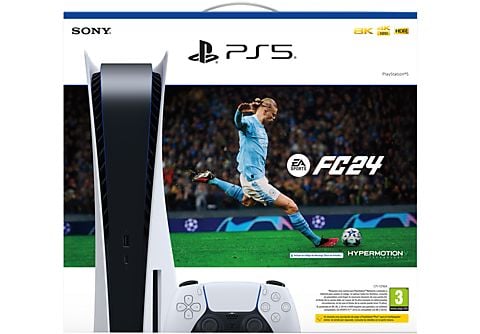 Consola - Sony PlayStation 5 Standard, 825 GB, 4K, 1 mando, Chasis C, Blanco + Juego EA SPORTS FC™ 24 (código de descarga)